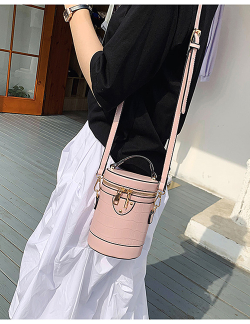 Fashion Pink Stone Cross Stitch Shoulder Bag