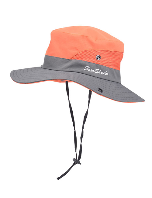 Fashion Two-color Children-orange Horsetail Hole Stitching Contrast Color Shrink Buckle Children Fisherman Hat