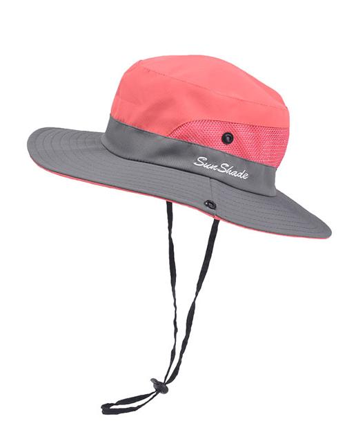 Fashion Two-color Children-watermelon Red Horsetail Hole Stitching Contrast Color Shrink Buckle Children Fisherman Hat