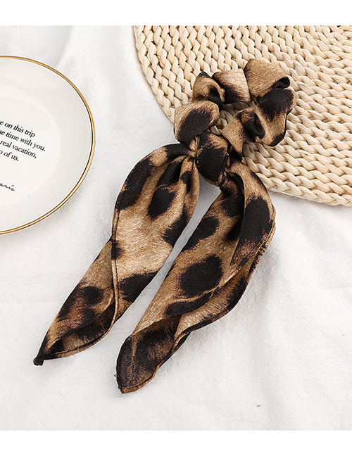 Fashion Leopard Print Cloth Bow Ribbon Streamer Bowel Hair Rope