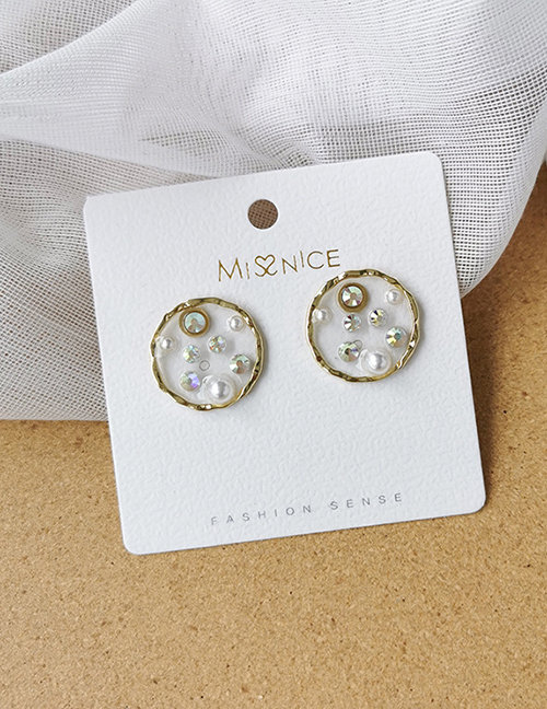 Fashion Round Transparent Resin Pearl Love Round Five-pointed Star Earrings