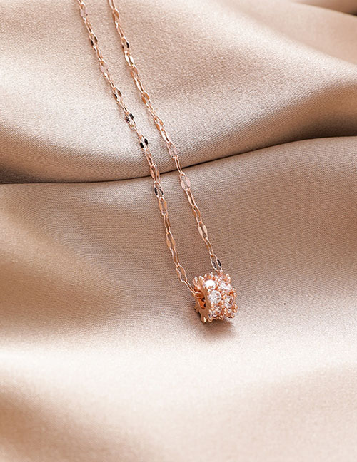 Fashion Rose Gold Copper-inlaid Zircon Geometric Cylindrical Necklace