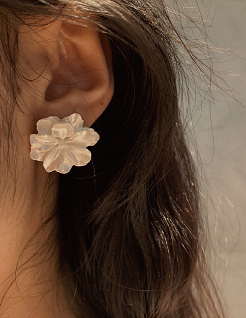 Fashion White Camellia Soft Earrings