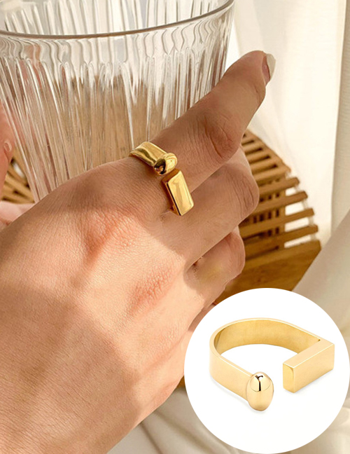 Fashion Golden Gold-plated Copper T-shaped Open Ring