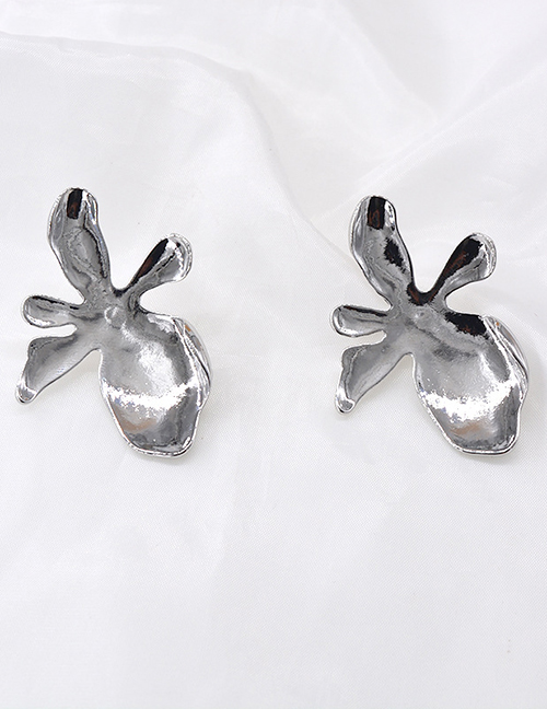 Fashion Silver Maple Leaf Irregular Alloy Earrings