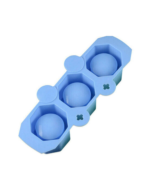 Fashion Blue 3 Hole Silicone Flower Pot Ice Making Mold Box