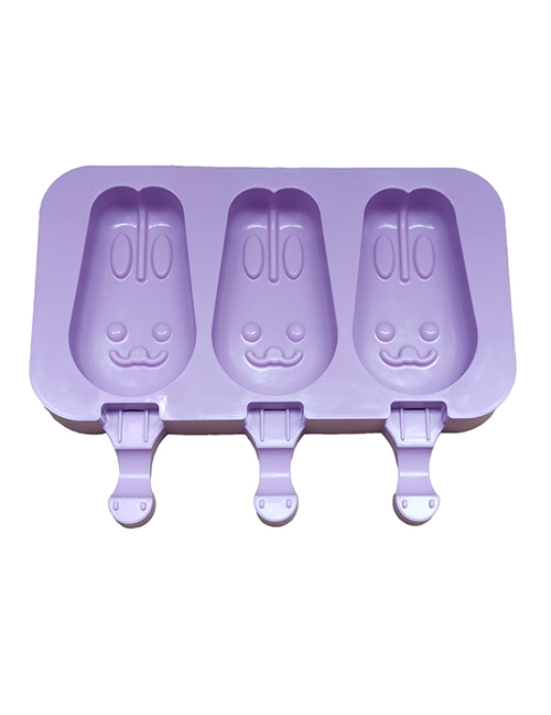 Fashion 3 Purple Rabbits Diy Silicone Ice Cream Mold Box