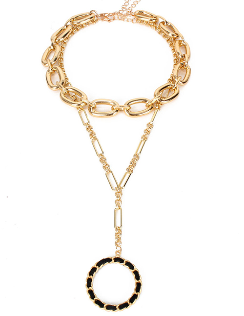 Fashion Golden Geometric Round Alloy Multilayer Necklace