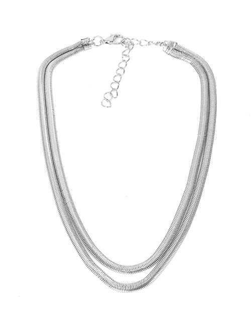 Fashion Silver Snake Chain Multi-level Necklace