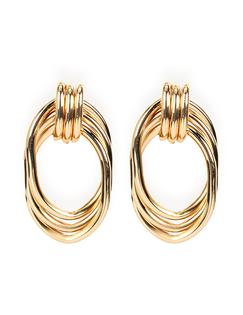 Fashion Golden Cross Geometry Alloy Hollow Earrings