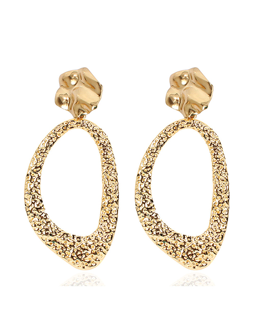 Fashion Golden Hollow Geometric Irregular Bump Earrings