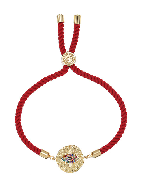 Fashion Red Copper-inlaid Zircon Braided Rope Eye Bracelet