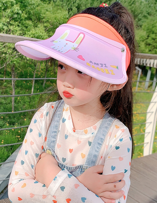 Fashion Pink Bunny 2 Years Old-12 Years Old Animal Color Stitching Adjustable Children S Sun Hat (45cm-61cm)