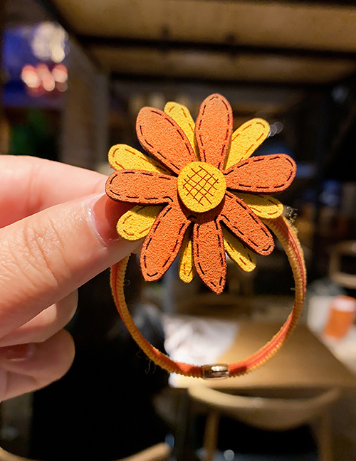 Fashion Orange Daisy-hair Rope Suede Daisy Hit Color Hairpin Hair Rope