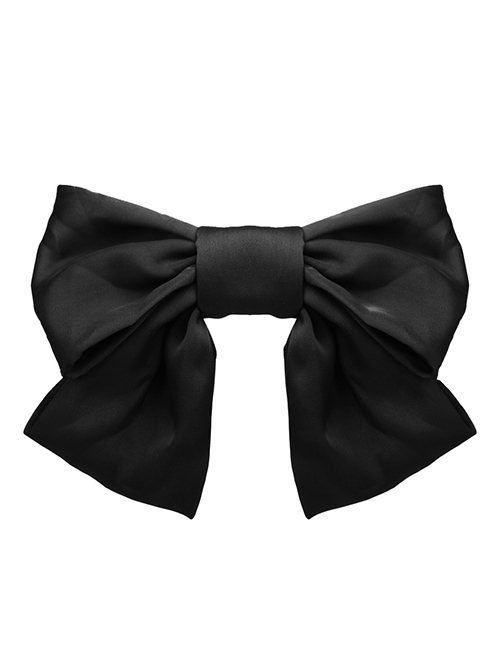Fashion Black Large Bowknot Fabric Double-layer Hairpin Hair Rope Clip