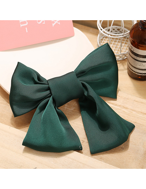 Fashion Green Large Bowknot Fabric Double-layer Hairpin Hair Rope Clip