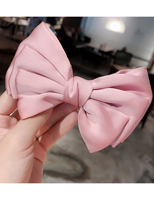 Fashion Pink Hairpin Large Bow Double Layer Alloy Fabric Hairpin Hair Rope