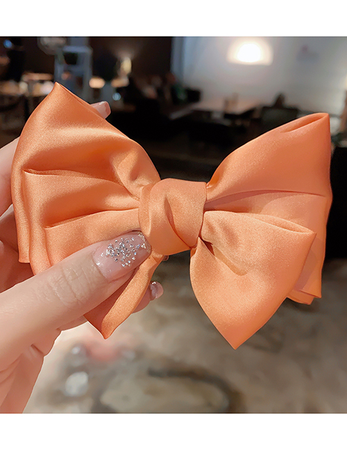 Fashion Orange Hairpin Large Bow Double Layer Alloy Fabric Hairpin Hair Rope