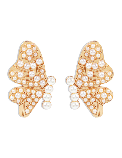 Fashion Pearl Diamond Pearl Alloy Butterfly Earrings
