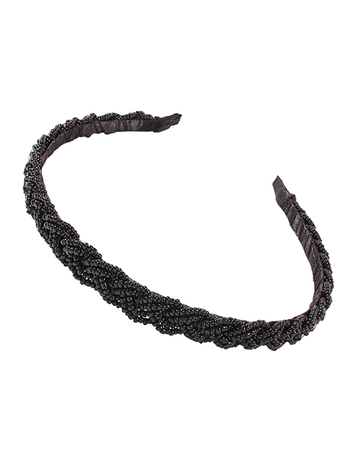 Fashion Black Mizhu Hand-woven Braid Fine-edged Headband