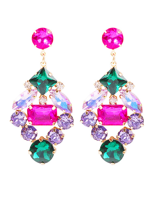 Fashion Color Diamond-cut Geometric Alloy Hollow Earrings