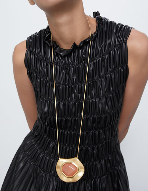 Fashion Golden Stone-shaped Alloy Necklace