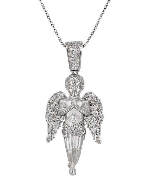Fashion Silver Angel Necklace In Copper With Zircon