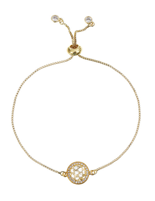 Fashion White Golden Copper Zircon Round Love Bracelet