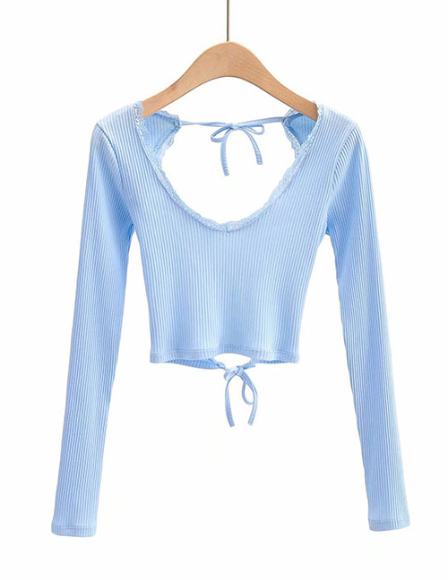 Fashion Blue T-shirt With Long Sleeves