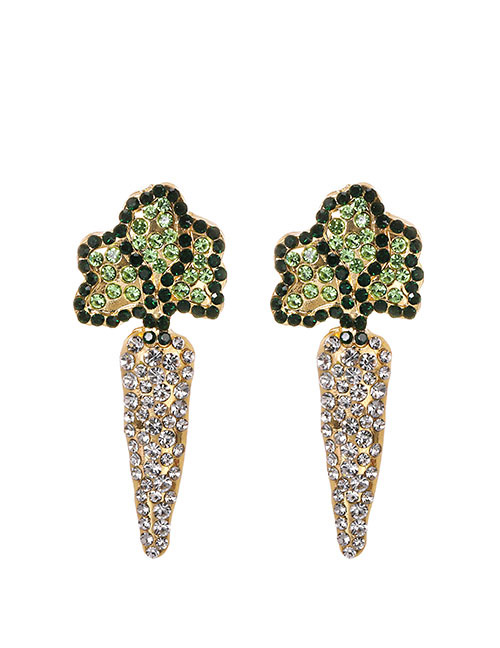 Fashion White Carrot Earrings With Alloy Diamonds