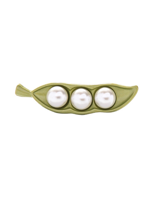 Fashion Green Pearl Pea Pod Imitation Plant Brooch
