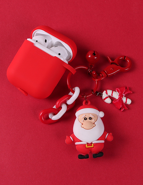Fashion Santa Claus + Red Headphone Case Christmas Pendant Apple Wireless Bluetooth Headset Silicone Storage Box