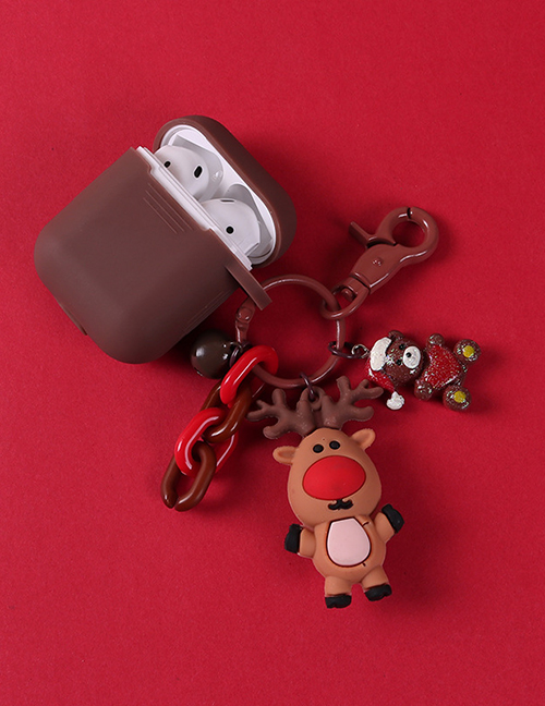 Fashion Elk + Coffee Earphone Cover Christmas Pendant Apple Wireless Bluetooth Headset Silicone Storage Box