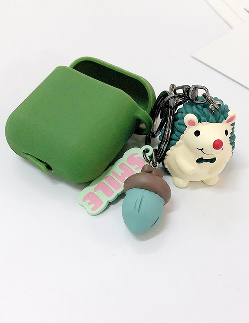 Fashion Green + Green Earphone Cover (1st Generation) Hedgehog Apple Wireless Bluetooth Headset Silicone Case