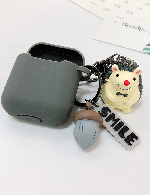 Fashion Gray + Gray Earphone Cover (3rd Generation Pro) Hedgehog Apple Wireless Bluetooth Headset Silicone Case
