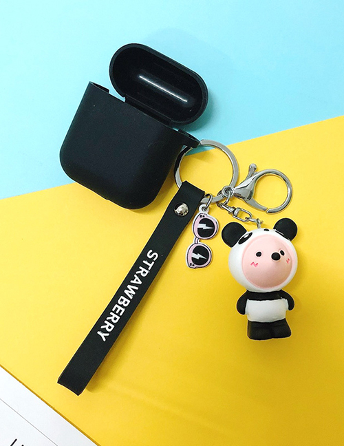 Fashion Panda + Black Headphone Case (1st Generation) Animal Apple Wireless Bluetooth Headset Silicone Case