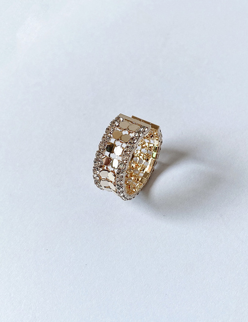 Fashion Sequins (no. 7) Open Gold Plated Sequined Diamond Ring