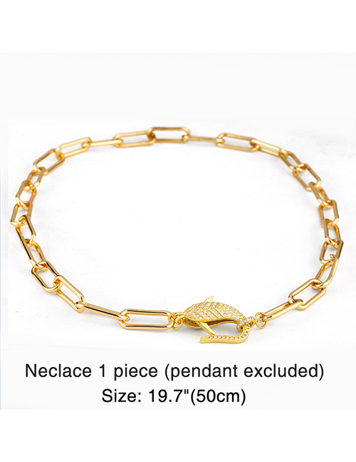 Fashion Fish Chain Thick Chain Copper Inlaid Zircon Geometric Letter Openwork Necklace