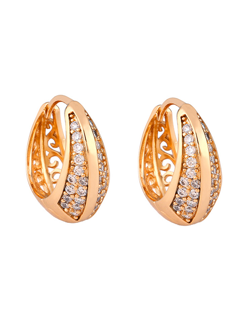 Fashion Golden Copper-set Zircon Openwork Earrings