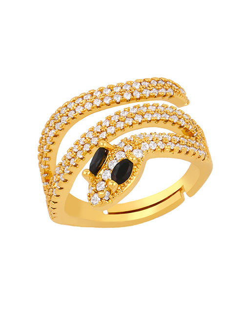 Fashion Black Copper Inlaid Zircon Openwork Ring