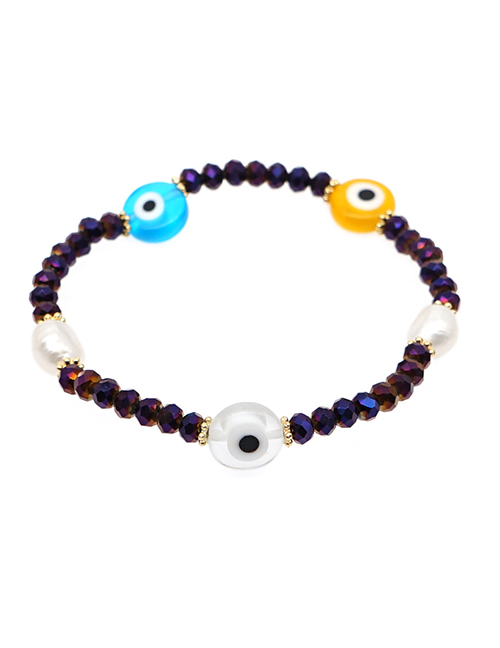 Fashion Purple Natural Freshwater Pearl Glazed Eye Bracelet