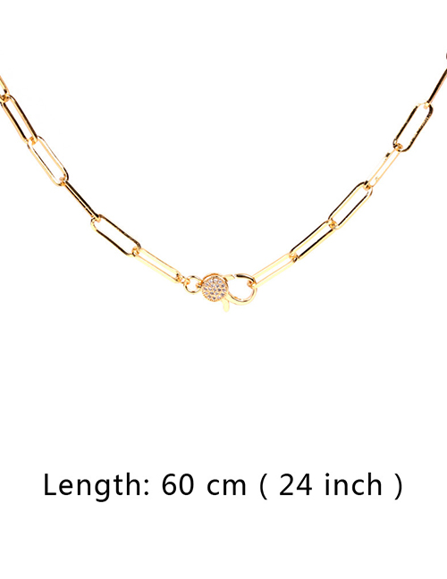 Fashion Gold 60cm Thick Chain Diamond Keychain Stainless Steel Hollow Necklace
