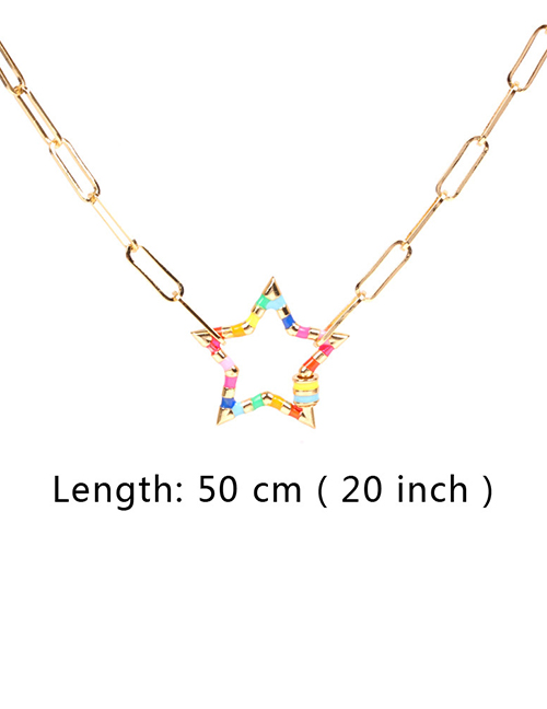 Fashion Gold 50cm Thick Chain Hollow Star Drop Oil Alloy Necklace