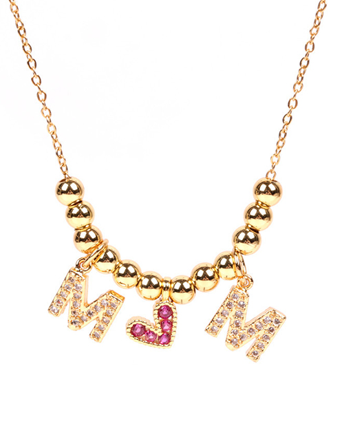 Fashion Golden Round Stainless Steel Necklace With Zircon Love Letters