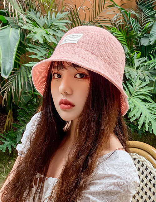 Fashion Pink Knitted Milk Silk Cloth Sunshade Fisherman Hat