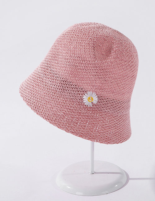 Fashion Pink Daisy Embroidered Fisherman Hat