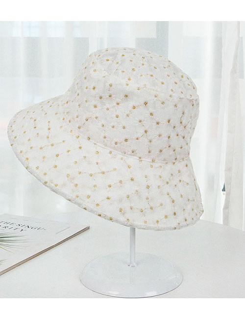 Fashion White Daisy Lace Sunscreen Fisherman Hat