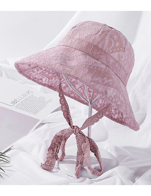 Fashion Lotus Color Pearl Lace Tethered Fisherman Hat