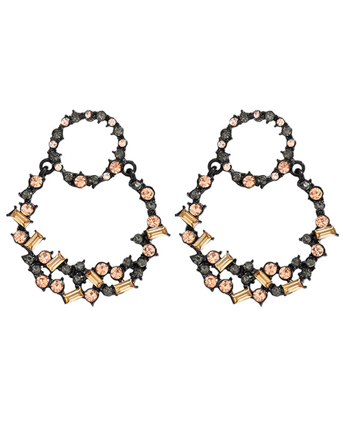 Fashion Golden Multi-layer Round Alloy Diamond Earrings