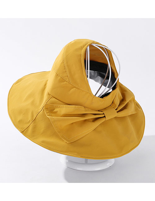 Fashion Yellow Bow-shade Solid Color Empty Top Hat